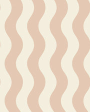 Wavy Stripes Wallpaper Blush Pink Cream Pastel Bands design