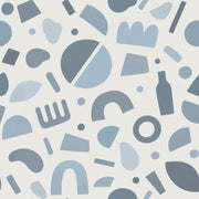 Abstract Arches And Circles Wallpaper Soft Blue On White Background design