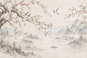 Cherry Blossom Branches Wallpaper Chinoiserie Landscape Wall Mural design