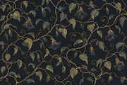 Golden Vine And Bell Flowers Wallpaper Dark Floral Wall Mural design