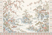 Chinoiserie Pagoda Garden Wallpaper Ivory Scenic Wall Mural design