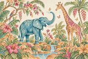 Watercolor Elephant And Giraffe Wallpaper Tropical Safari Wall Mural design
