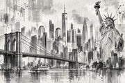York City Skyline Wallpaper Monochrome Urban Wall Mural design