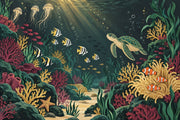 Sea Turtle And Tropical Fish Wallpaper Coral Reef Wall Mural design