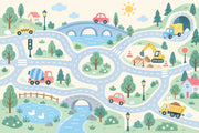 Kids Road Map Town Wallpaper Playful Landscape Wall Mural design