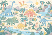 Cute Dinosaur Landscape Wallpaper Pastel Jungle Wall Mural design