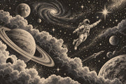 Astronaut Floating Wallpaper Retro Space Wall Mural design