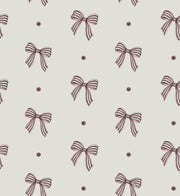 Striped Bows Wallpaper Mauve Ribbons On Ivory Background design