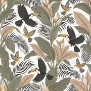 Toucan Birds Wallpaper Tropical Leaf Pattern design