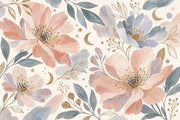 Pastel Peony Blooms Wallpaper Gold Crescent Wall Mural design