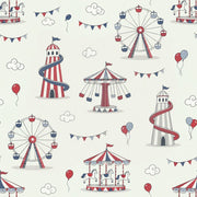 Carnival Rides Wallpaper Cream Background design