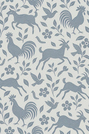 Folk Roosters And Birds Wallpaper White Background design
