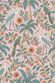 Herons And Palm Trees Wallpaper Pink Background design