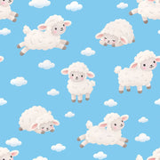 Cute Sheep Wallpaper Sky Blue Cloud Pattern design