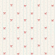Red Bows Wallpaper With Blue Vertical Stripes And Polka Dots design