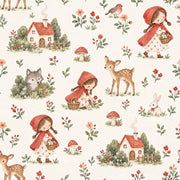 Little Red Riding Hood Wallpaper Watercolor Woodland Storybook Repeat design