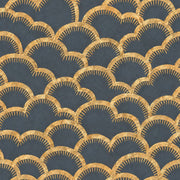Gold Art Deco Arches Wallpaper Dark Navy Fan Motif design