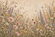 Wildflower Meadow Wallpaper Mural Watercolor Floral On Beige design