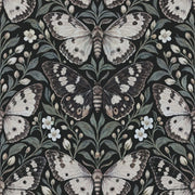 Vintage Butterfly And Botanical Branches Wallpaper Black Background design