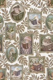 Framed Sea Animals Wallpaper Vintage Nautical Portrait Collage design
