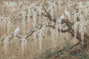 White Blossom Branches Wallpaper Chinoiserie Birds Wall Mural design