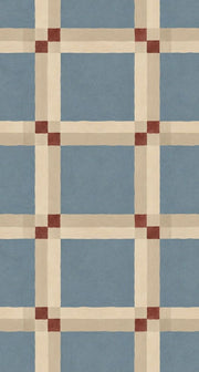 Blue Plaid Grid Wallpaper Ivory Stripes With Red Accents design