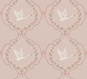 Swans And Roses Wallpaper Pink Wreath Trellis design