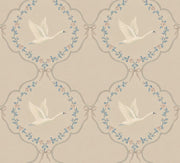 Flying Swans Wallpaper Floral Garland Trellis In Light Beige design
