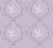 White Swans And Rose Garlands Wallpaper Purple Background design