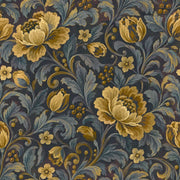 Golden Flower Wallpaper Dark Floral Botanical Pattern design
