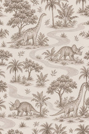 Vintage Dinosaurs Wallpaper Sepia Tropical Toile design