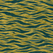 Wavy Animal Print Stripes Wallpaper Textured Gold Teal design