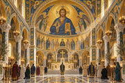 Byzantine Cathedral Dome Christ Wallpaper Mural Gold Mosaic design