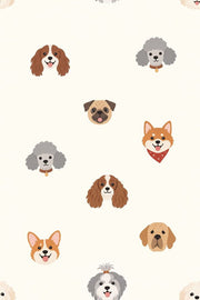 Cartoon Dog Faces Wallpaper Cream Background design