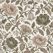 Peony Blossom Wallpaper Vintage Chinoiserie Sage Green Ivory design