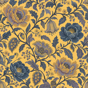 Stylized Garden Flowers Wallpaper Yellow Background design