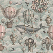 Flying Animals And Hot Air Balloons Wallpaper Soft Pastel Sky design