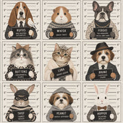 Pet Mugshots Wallpaper Grid Pattern On Light Beige Background design
