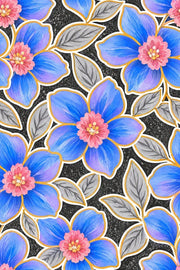 Blue Watercolor Flowers Wallpaper Dark Floral On Black design