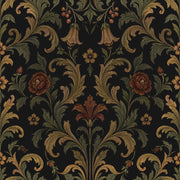 Acanthus Damask Wallpaper Dark Floral In Antique Gold And Olive design