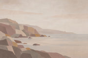 Geometric Rocky Coast Wallpaper Mural Muted Earth Tones design
