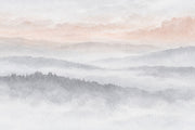Misty Mountain Layers Wallpaper Mural Soft Gray Watercolor design