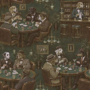 Gentlemen Dogs Poker Room Wallpaper Dark Green Vintage Inspired Bar design