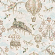 Whimsical Carnival Animals Wallpaper Pastel Watercolor Fairground design