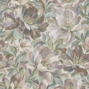 Painted Botanical Flowers Wallpaper In Muted Beige With Sage Green Leaves design