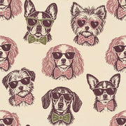 Sunglasses Dogs Wallpaper Retro Portraits On Cream design