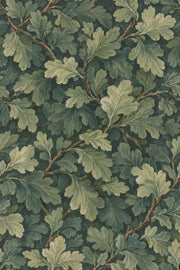 Oak Leaves Wallpaper Forest Green Branch Pattern design