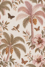 Blush Tropical Botanical Wallpaper Vintage Inspired Florals With Butterflies design