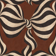 Wavy Ribbon Stripes Wallpaper Cream And Black On Brown design