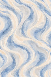 Flowing Watercolor Waves Wallpaper Blue Gray Marble Look design